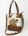 American Darling ADBG330BRWBR Tote Hair-On Genuine Leather Women Bag Western Handbag Purse