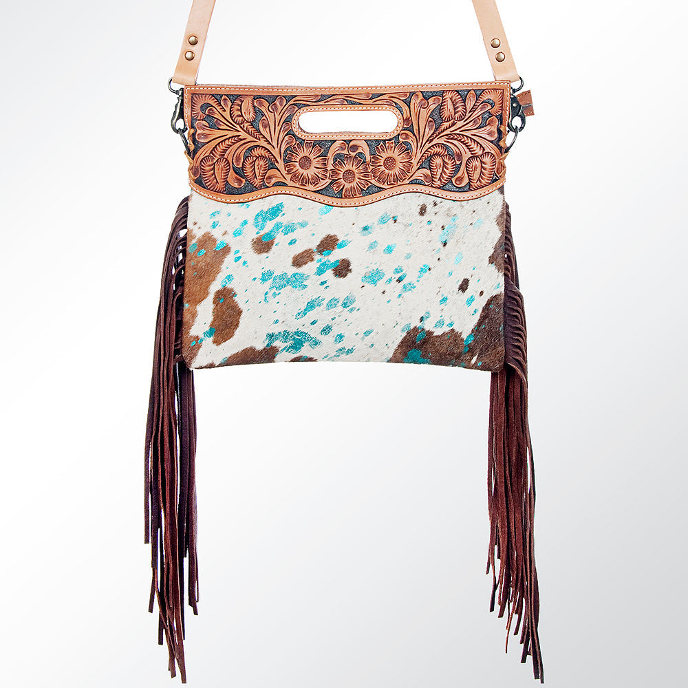 American Darling Clutch Hand Tooled Hair On Genuine Leather Women Bag Western Handbag Purse