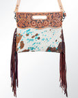 American Darling Clutch Hand Tooled Hair On Genuine Leather Women Bag Western Handbag Purse