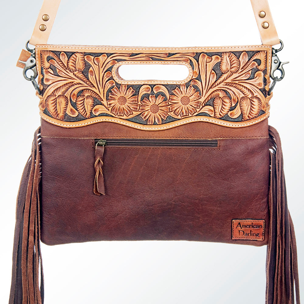 American Darling Clutch Hand Tooled Hair On Genuine Leather Women Bag Western Handbag Purse