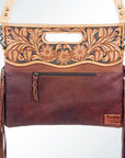 American Darling Clutch Hand Tooled Hair On Genuine Leather Women Bag Western Handbag Purse