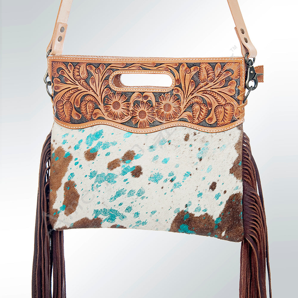 American Darling Clutch Hand Tooled Hair On Genuine Leather Women Bag Western Handbag Purse