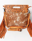 American Darling Clutch Hand Tooled Hair On Genuine Leather Women Bag Western Handbag Purse