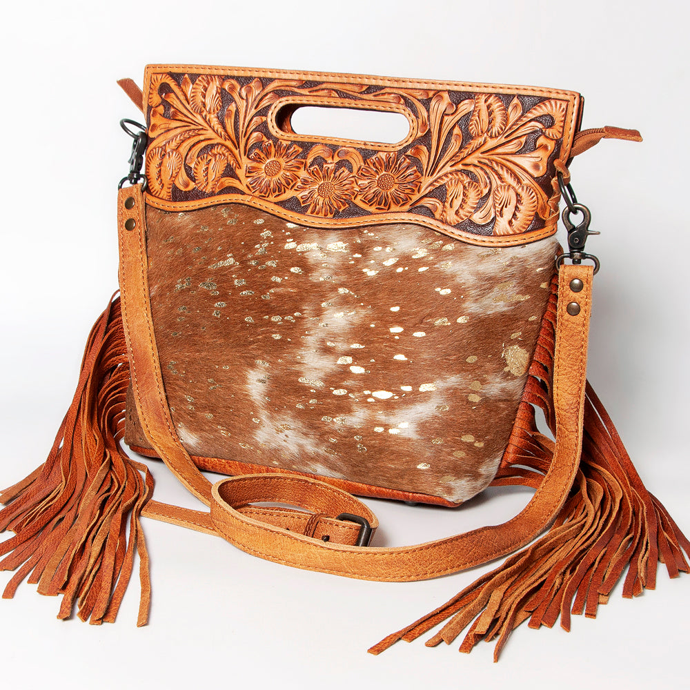 American Darling Clutch Hand Tooled Hair On Genuine Leather Women Bag Western Handbag Purse