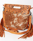 American Darling Clutch Hand Tooled Hair On Genuine Leather Women Bag Western Handbag Purse