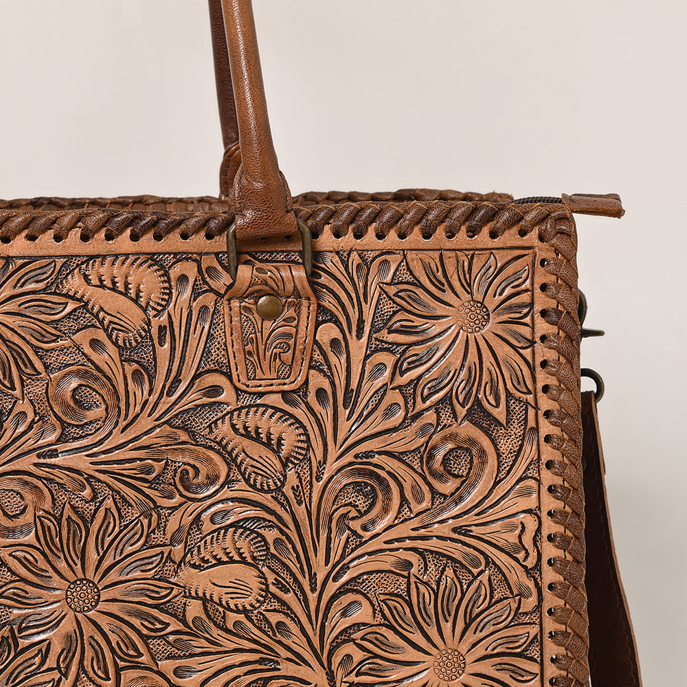 American Darling Briefcase Hand Tooled Genuine Leather Women Bag Western Handbag Purse