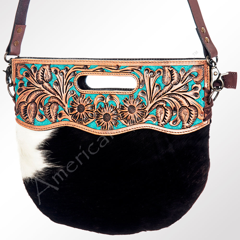 American Darling Clutch Hand Tooled Hair On Genuine Leather Women Bag Western Handbag Purse