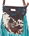 American Darling Clutch Hand Tooled Hair On Genuine Leather Women Bag Western Handbag Purse