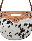 American Darling ADBG346BKW Clutch Hand Tooled Hair On Genuine Leather Women Bag Western Handbag Purse