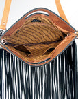American Darling ADBG346BKWFRNG Clutch Hand Tooled Hair On Genuine Leather Women Bag Western Handbag Purse
