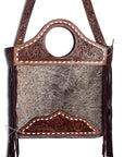 American Darling ADBG347BRAHBR Cross Body Hand Tooled Hair On Genuine Leather Women Bag Western Handbag Purse