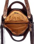 American Darling ADBG347BRWBR Cross Body Hand Tooled Hair On Genuine Leather Women Bag Western Handbag Purse
