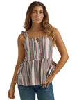 Retro Ladies Striped Punchy Peplum Tank Top