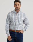 George Strait™ Long Sleeve Button Down- Steel Plaid