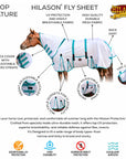 Hilason Horse Fly Sheet Uv Protect Mesh Bug Mosquito Summer Turquoise Aztec