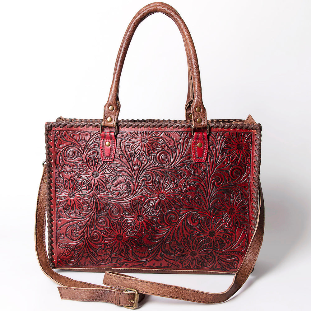 American Darling Briefcase Hand Tooled Genuine Leather Women Bag Western Handbag Purse
