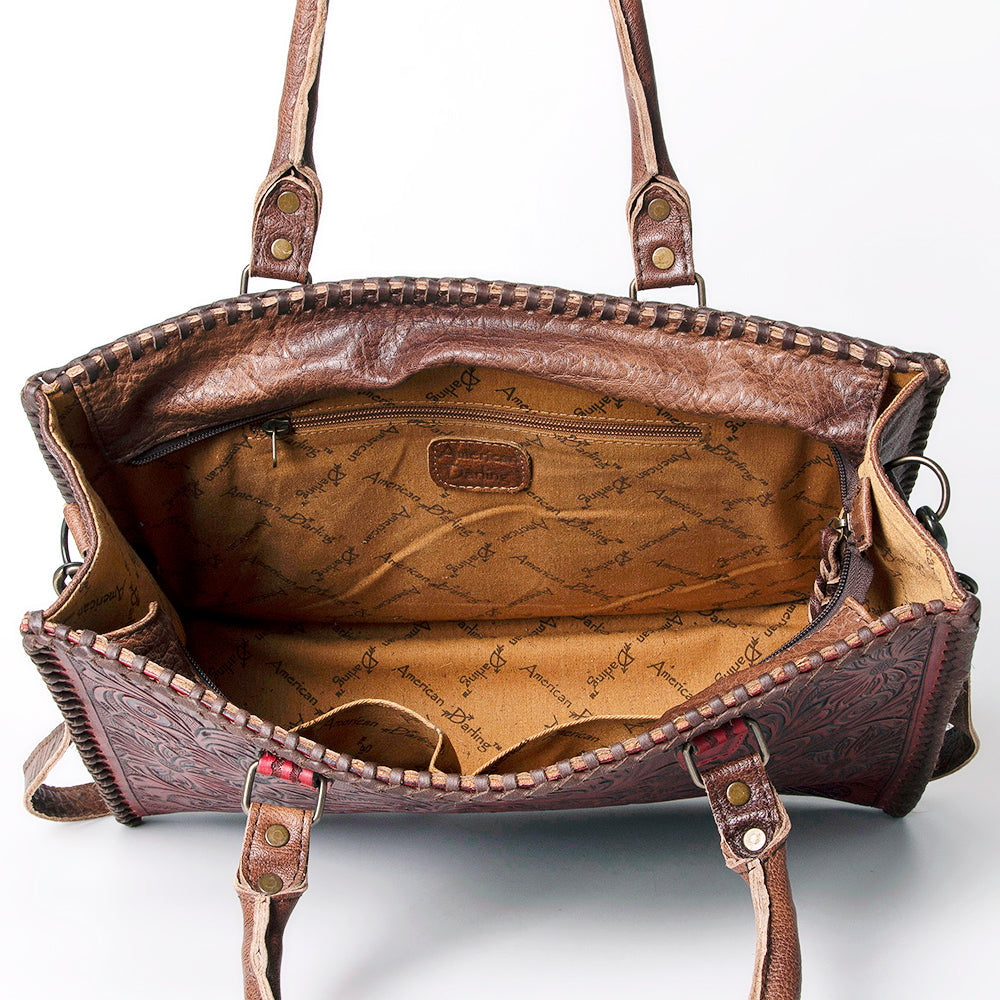 American Darling Briefcase Hand Tooled Genuine Leather Women Bag Western Handbag Purse
