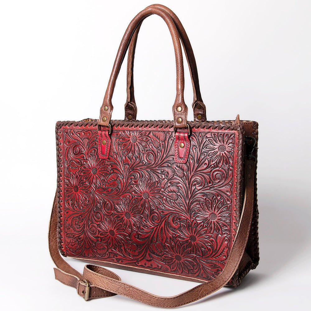 American Darling Briefcase Hand Tooled Genuine Leather Women Bag Western Handbag Purse
