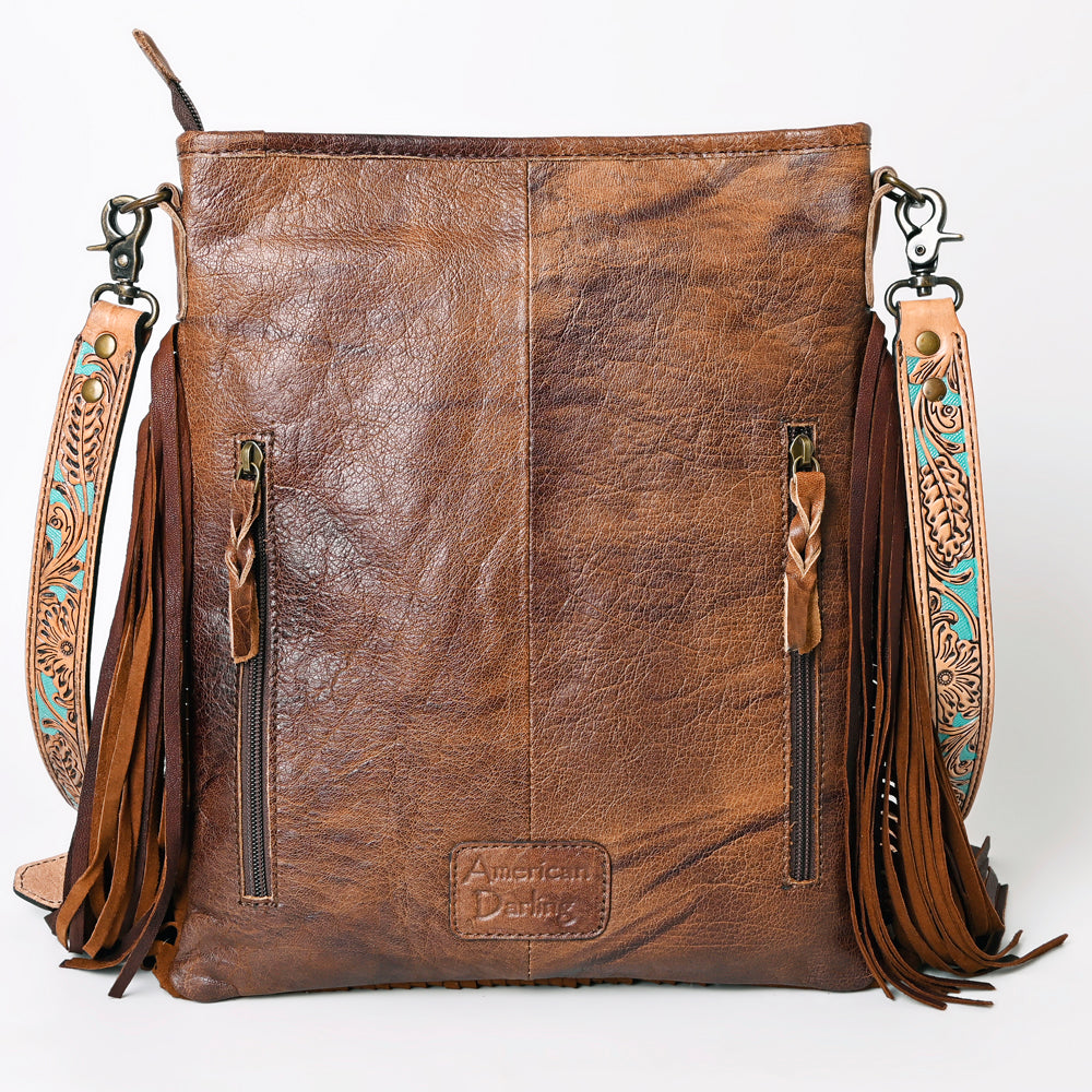 American Darling Messenger Hand Tooled Hair On Genuine Leather Women Bag Western Handbag Purse