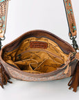 American Darling Messenger Hand Tooled Hair On Genuine Leather Women Bag Western Handbag Purse