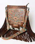 American Darling Messenger Hand Tooled Hair On Genuine Leather Women Bag Western Handbag Purse