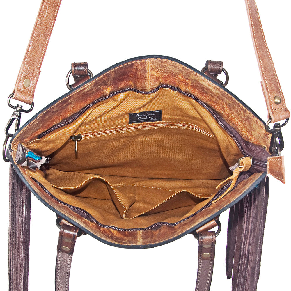 American Darling Cross Body I Hand Tooled Hair-On Genuine Leather Women Bag Western Handbag Purse