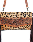 American Darling ADBG359CHE Envelope Hand Tooled Hair On Genuine Leather Women Bag Western Handbag Purse