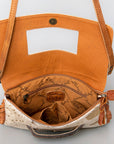 American Darling Hand Tooled Hair-On Genuine Leather Women Bag Western Handbag Purse