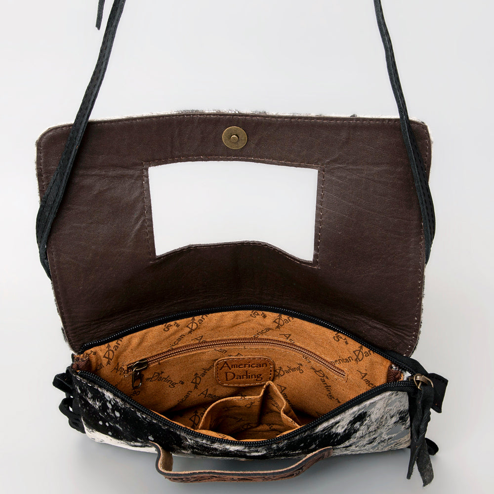 American Darling Hand Tooled Hair-On Genuine Leather Women Bag Western Handbag Purse