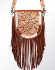 American Darling ADBG381TAW Large Crossbody Hand Tooled Hair On Genuine Leather Women Bag Western Handbag Purse
