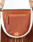 American Darling ADBG381TAW Large Crossbody Hand Tooled Hair On Genuine Leather Women Bag Western Handbag Purse