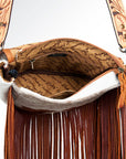 American Darling ADBG381TAW Large Crossbody Hand Tooled Hair On Genuine Leather Women Bag Western Handbag Purse