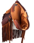 American Darling ADBG384BRWBR Messenger Hair-On Genuine Leather Women Bag Western Handbag Purse
