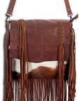 American Darling ADBG384BRWBR Messenger Hair-On Genuine Leather Women Bag Western Handbag Purse
