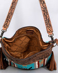 American Darling ADBG208DAR Signature Crossbody Hand Tooled Saddle Blanket Genuine Leather Women Bag Western Handbag Purse