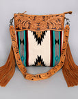 American Darling ADBG210DAR Signature Crossbody Hand Tooled Saddle Blanket Genuine Leather Women Bag Western Handbag Purse