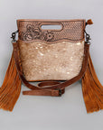 American Darling Clutch Hand Tooled Hair On Genuine Leather Women Bag Western Handbag Purse