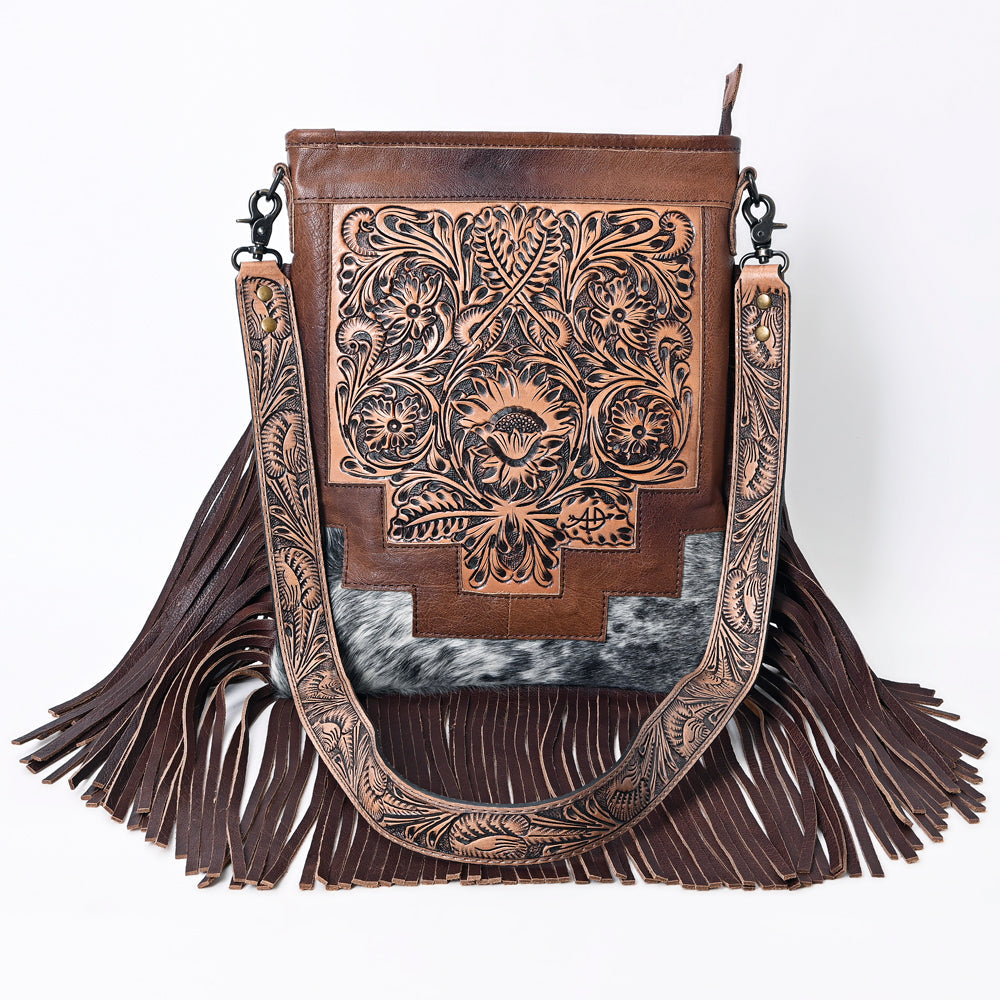 American Darling Messenger Hand Tooled Hair On Genuine Leather Women Bag Western Handbag Purse