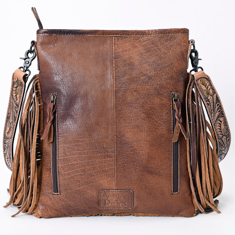 American Darling Messenger Hand Tooled Hair On Genuine Leather Women Bag Western Handbag Purse