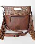 American Darling Clutch Hand Tooled Hair On Genuine Leather Women Bag Western Handbag Purse