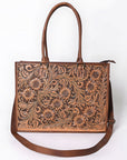 American Darling ADBG387BR Tote Hand Tooled Genuine Leather Women Bag Western Handbag Purse