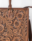American Darling ADBG387BR Tote Hand Tooled Genuine Leather Women Bag Western Handbag Purse