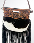 American Darling Clutch Hand Tooled Hair On Genuine Leather Women Bag Western Handbag Purse
