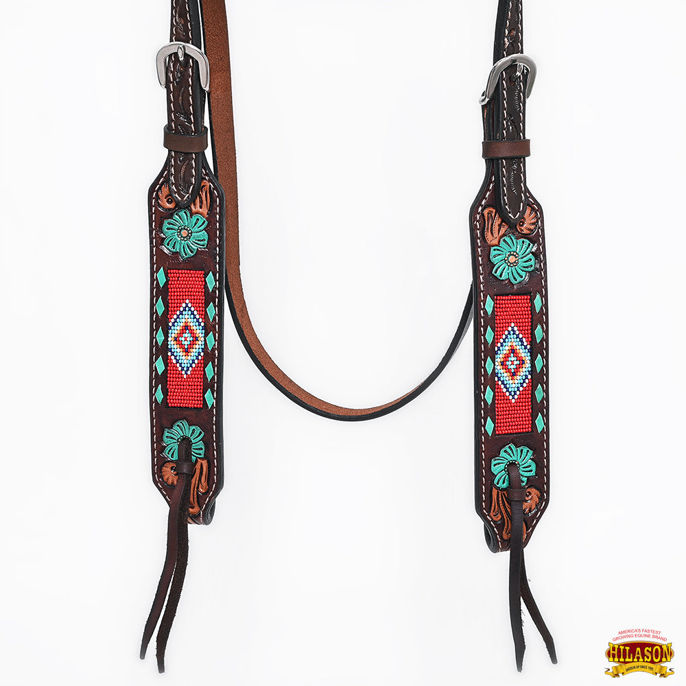 HILASON Western Horse Headstall Breast Collar Spur Strap American Leather Floral