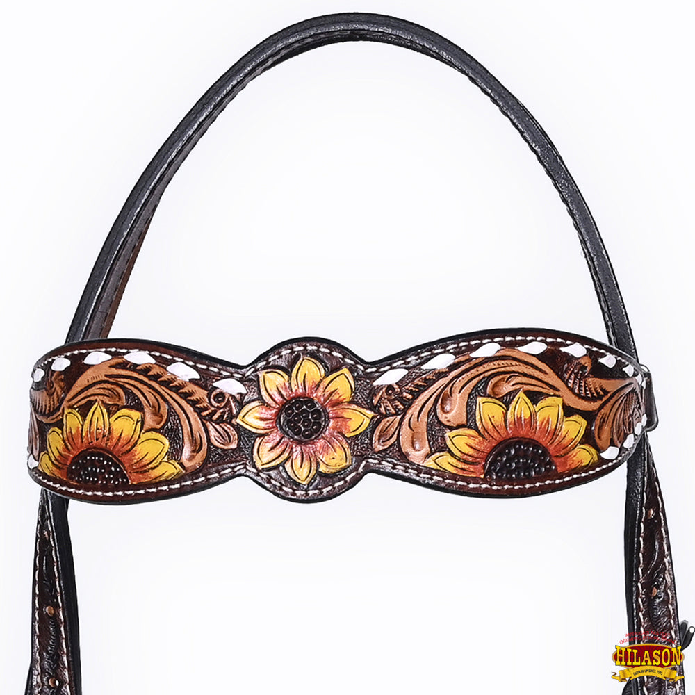 Hilason Western Horse Tack Set American Leather Sunflower