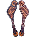 Western Leather Spur Straps Diamond Sparkle Carved Spur Straps Hilason