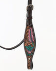 HILASON Floral Painted Beaded American Leather Horse Headstall Breast Collar