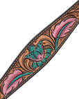 HILASON Floral Painted Beaded American Leather Horse Headstall Breast Collar