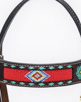HILASON Floral Painted Beaded American Leather Horse Headstall Breast Collar