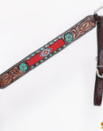 HILASON Floral Painted Beaded American Leather Horse Headstall Breast Collar